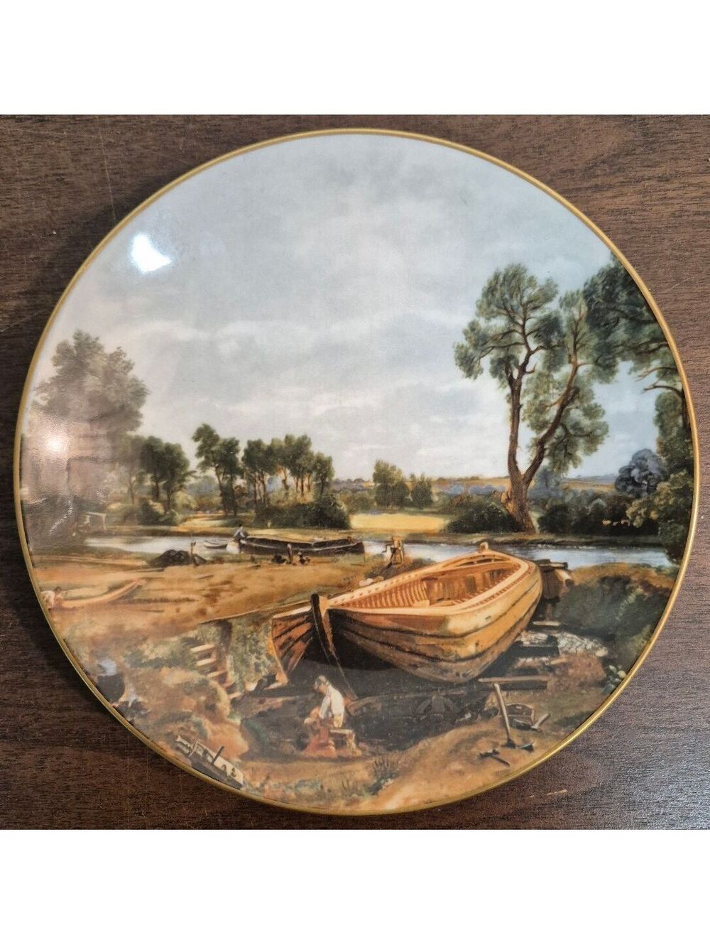 Crown Staffordshire Fine Bone China Decorative Plate - John Constable Boat Scene